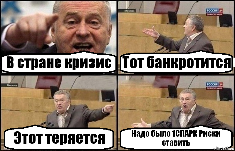 В стране кризис Тот банкротится Этот теряется Надо было 1СПАРК Риски ставить, Комикс Жириновский