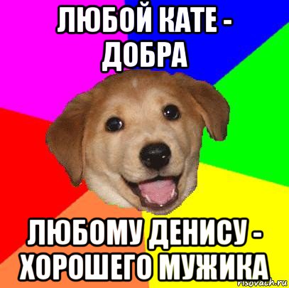 любой кате - добра любому денису - хорошего мужика, Мем Advice Dog