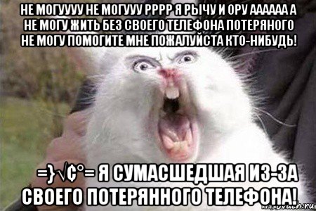 не могуууу не могууу рррр я рычу и ору аааааа а не могу жить без своего телефона потеряного не могу помогите мне пожалуйста кто-нибудь! €=}√¢°= я сумасшедшая из-за своего потерянного телефона!, Мем Бешеный кролик