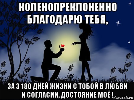 коленопреклоненно благодарю тебя, за 3 180 дней жизни с тобой в любви и согласии, достояние моё !, Мем БЛАГОДАРНОСТЬ