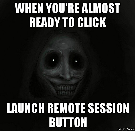 when you're almost ready to click launch remote session button, Мем Ночной гость