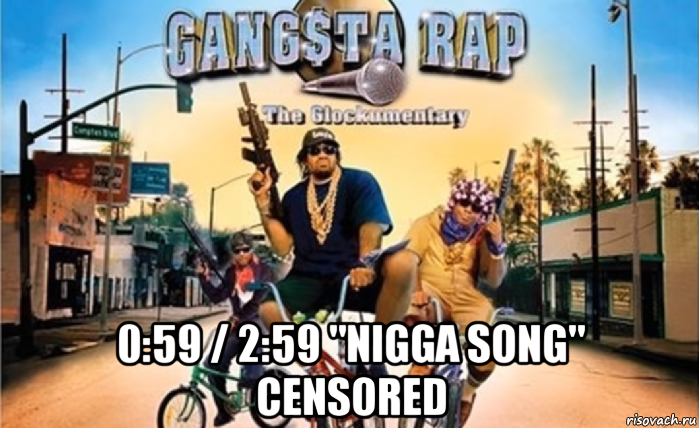  0:59 / 2:59 "nigga song" censored
