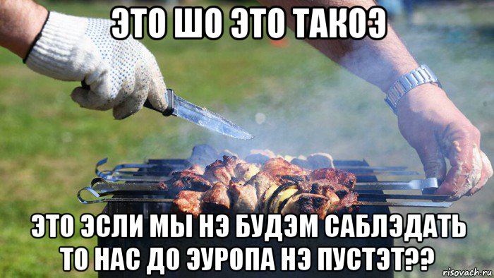 это шо это такоэ это эсли мы нэ будэм саблэдать то нас до эуропа нэ пустэт??, Мем Шашлыки
