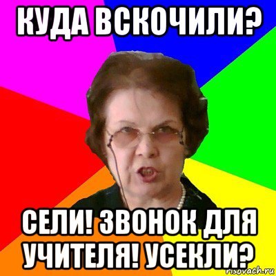 куда вскочили? сели! звонок для учителя! усекли?, Мем Типичная училка