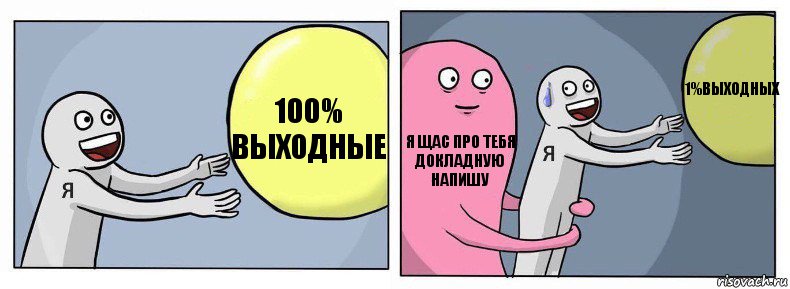 100% выходные я щас про тебя докладную напишу 1%выходных