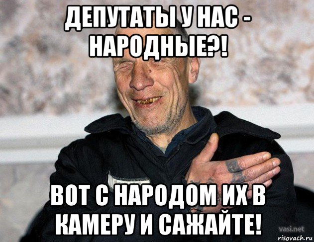 депутаты у нас - народные?! вот с народом их в камеру и сажайте!