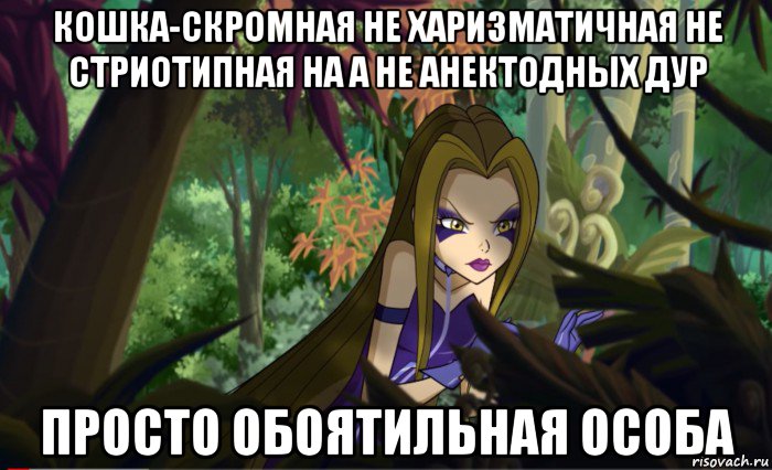 кошка-скромная не харизматичная не стриотипная на а не анектодных дур просто обоятильная особа, Мем Анти винкс
