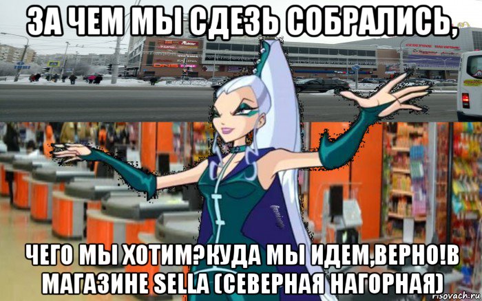 за чем мы сдезь собрались, чего мы хотим?куда мы идем,верно!в магазине sella (северная нагорная), Мем Айси в моле