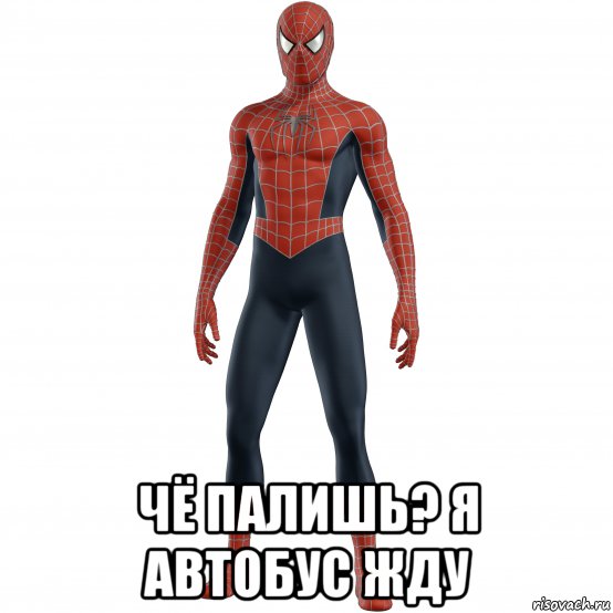  чё палишь? я автобус жду, Мем Человек паук