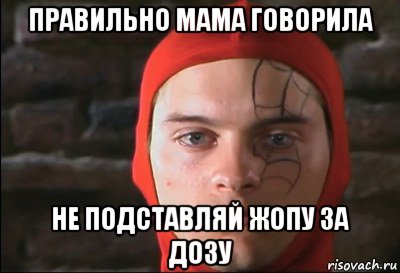 правильно мама говорила не подставляй жопу за дозу, Мем Человек паук