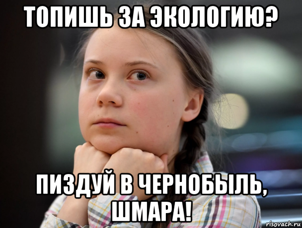 топишь за экологию? пиздуй в чернобыль, шмара!