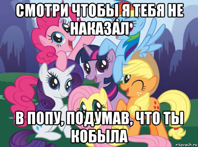 смотри чтобы я тебя не наказал в попу, подумав, что ты кобыла, Мем My little pony