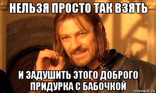 нельзя просто так взять и задушить этого доброго придурка с бабочкой, Мем Нельзя просто так взять и (Боромир мем)