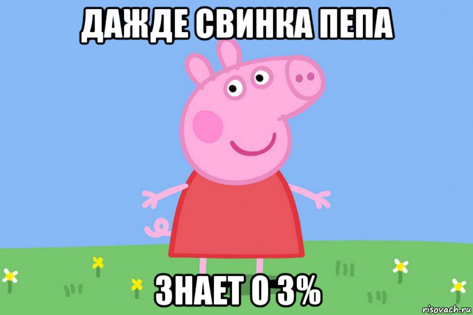дажде свинка пепа знает о 3%, Мем Пеппа