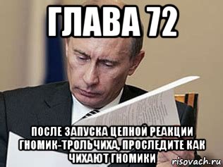 глава 72 после запуска цепной реакции гномик-трольчиха, проследите как чихают гномики, Мем Путин читает