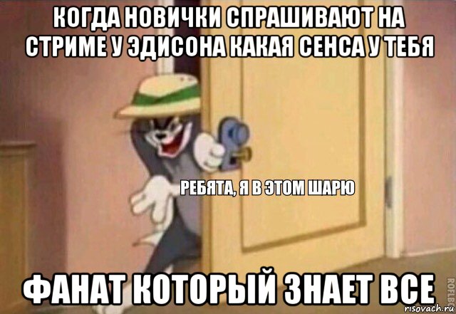 когда новички спрашивают на стриме у эдисона какая сенса у тебя фанат который знает все, Мем    Ребята я в этом шарю