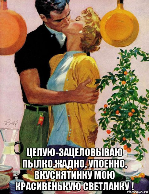  целую-зацеловываю пылко,жадно, упоенно, вкуснятинку мою красивенькую светланку !, Мем СКОВОРОДА