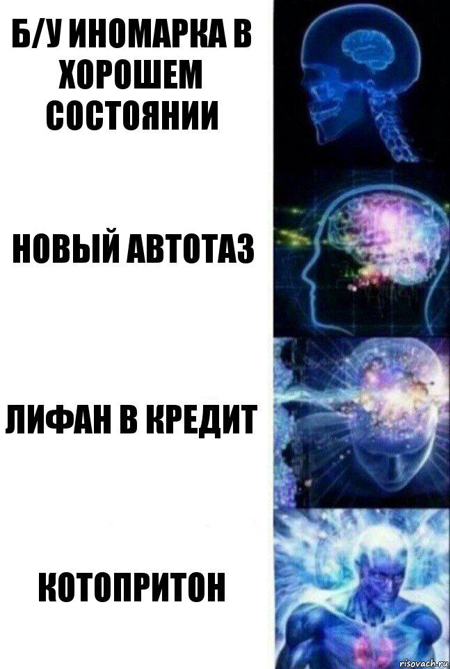 Б/у иномарка в хорошем состоянии Новый автотаз Лифан в кредит КОТОПРИТОН, Комикс  Сверхразум