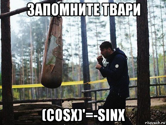 запомните твари (cosx)'=-sinx