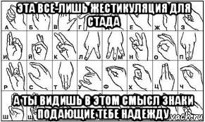эта все-лишь жестикуляция для стада а ты видишь в этом смысл знаки подающие тебе надежду, Мем Жестикуляция