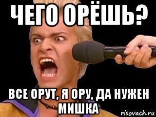 чего орёшь? все орут, я ору, да нужен мишка, Мем Адвокат