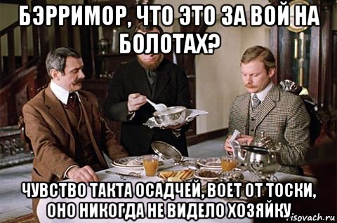бэрримор, что это за вой на болотах? чувство такта осадчей, воет от тоски, оно никогда не видело хозяйку