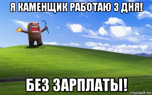 я каменщик работаю 3 дня! без зарплаты!, Мем Domo против xp
