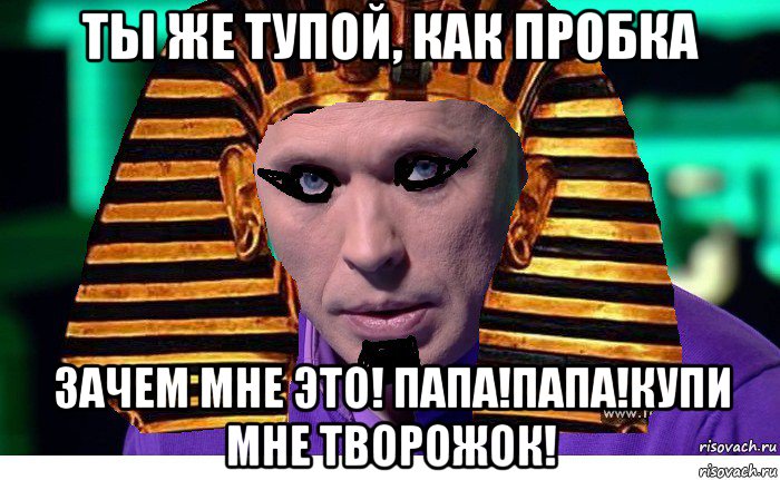 ты же тупой, как пробка зачем мне это! папа!папа!купи мне творожок!