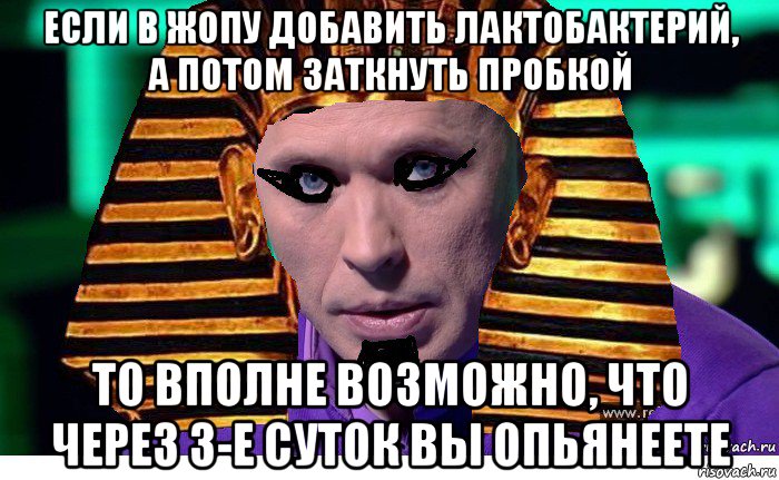 если в жопу добавить лактобактерий, а потом заткнуть пробкой то вполне возможно, что через 3-е суток вы опьянеете