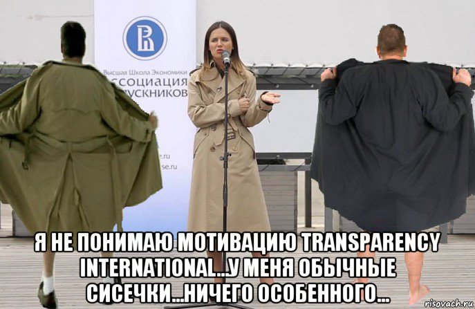  я не понимаю мотивацию transparency international...у меня обычные сисечки...ничего особенного..., Мем Карина Орлова