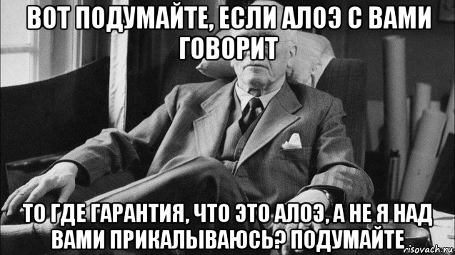 вот подумайте, если алоэ с вами говорит то где гарантия, что это алоэ, а не я над вами прикалываюсь? подумайте, Мем Карл Юнг