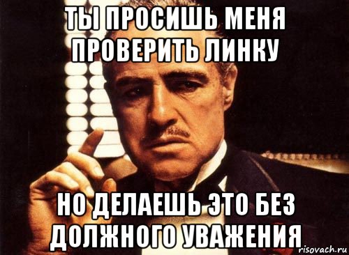 ты просишь меня проверить линку но делаешь это без должного уважения, Мем крестный отец