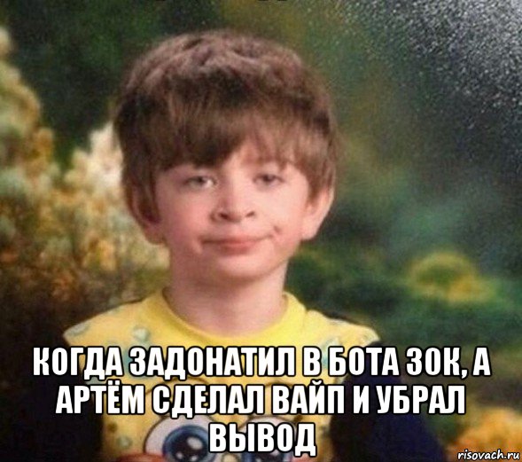  когда задонатил в бота 30к, а артём сделал вайп и убрал вывод, Мем Недовольный пацан