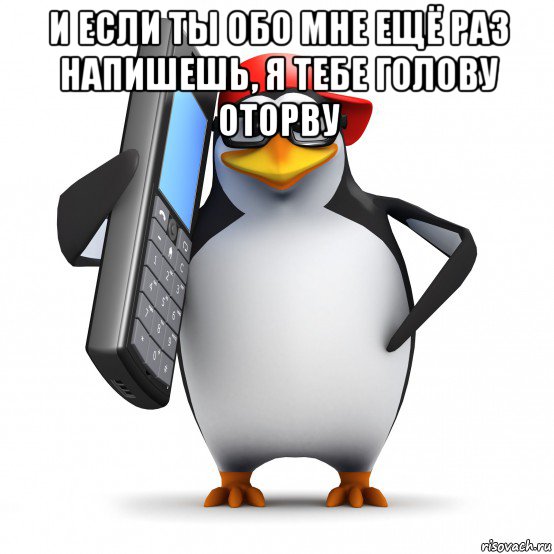 и если ты обо мне ещё раз напишешь, я тебе голову оторву , Мем   Пингвин звонит