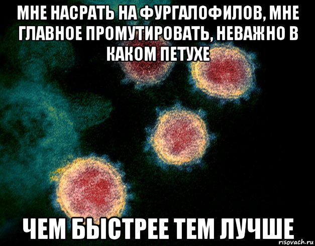 мне насрать на фургалофилов, мне главное промутировать, неважно в каком петухе чем быстрее тем лучше, Мем SARS-CoV-3-furgalus