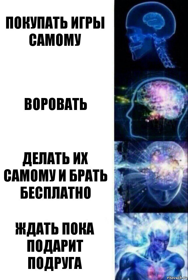 покупать игры самому воровать делать их самому и брать бесплатно ждать пока подарит подруга, Комикс  Сверхразум