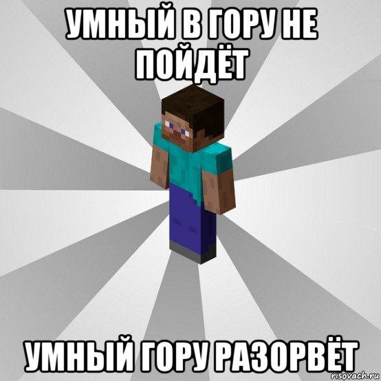 умный в гору не пойдёт умный гору разорвёт, Мем Типичный игрок Minecraft