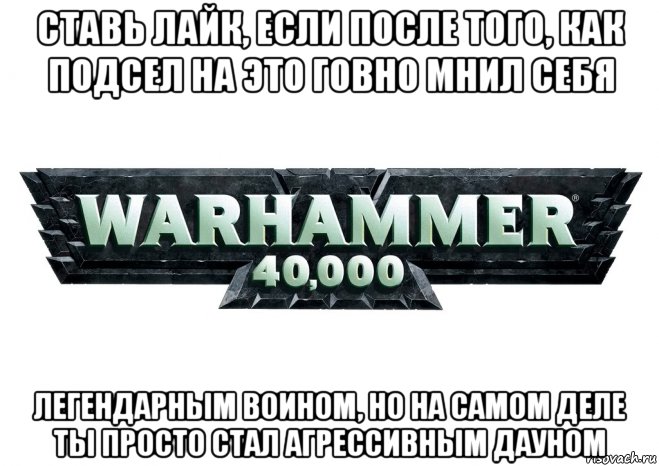 ставь лайк, если после того, как подсел на это говно мнил себя легендарным воином, но на самом деле ты просто стал агрессивным дауном