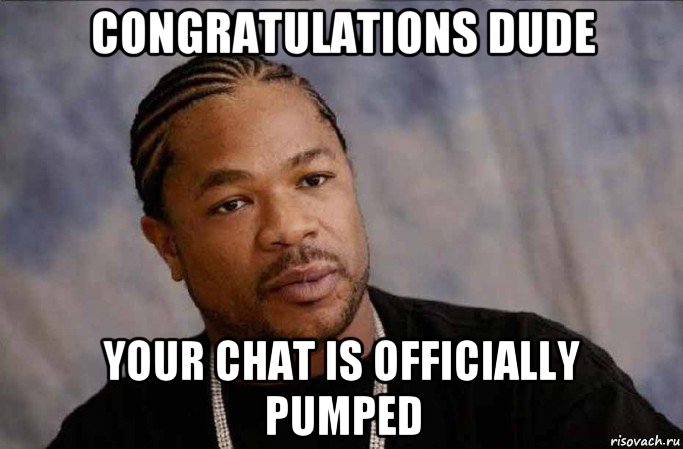 congratulations dude your chat is officially pumped, Мем Xzibit in Grove