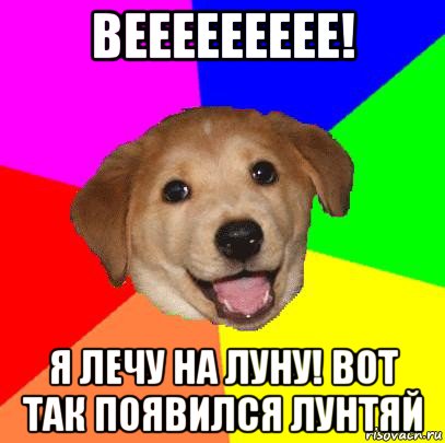 веееееееее! я лечу на луну! вот так появился лунтяй, Мем Advice Dog