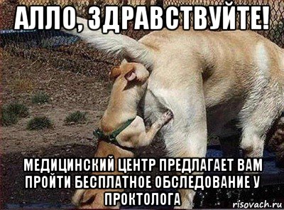 алло, здравствуйте! медицинский центр предлагает вам пройти бесплатное обследование у проктолога