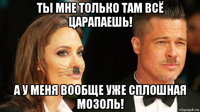ты мне только там всё царапаешь! а у меня вообще уже сплошная мозоль!, Мем Анджелина и Бред