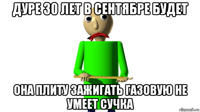 дуре 30 лет в сентябре будет она плиту зажигать газовую не умеет сучка