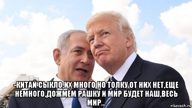  -китай сыкло,их много но толку от них нет,еще немного,дожмём рашку и мир будет наш,весь мир..., Мем Биби и Трамп
