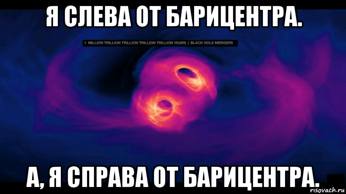 я слева от барицентра. а, я справа от барицентра., Мем Чёрные дырки занимаются этим