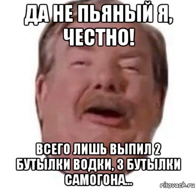 да не пьяный я, честно! всего лишь выпил 2 бутылки водки, 3 бутылки самогона..., Мем Формат rar