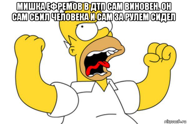 мишка ефремов в дтп сам виновен. он сам сбил человека и сам за рулем сидел , Мем Разъяренный Гомер