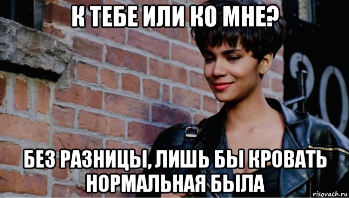 к тебе или ко мне? без разницы, лишь бы кровать нормальная была, Мем Halley Berry