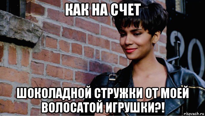 как на счет шоколадной стружки от моей волосатой игрушки?!, Мем Halley Berry