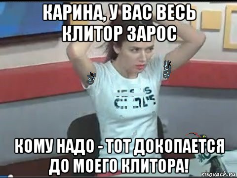 карина, у вас весь клитор зарос кому надо - тот докопается до моего клитора!, Мем Карина Орлова
